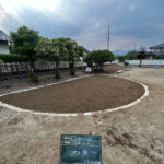 津山市内公園の砂場清掃