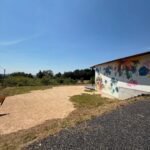 草刈り作業、真砂土敷き